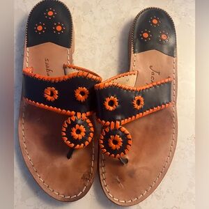 Jack Rogers Orange & Navy Sandals - Sz 10
